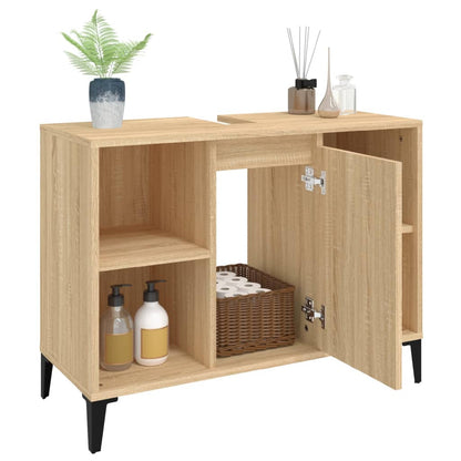 vidaXL Waschbeckenunterschrank Sonoma-Eiche 80x33x60 cm Holzwerkstoff