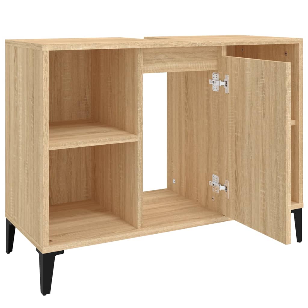 vidaXL Waschbeckenunterschrank Sonoma-Eiche 80x33x60 cm Holzwerkstoff