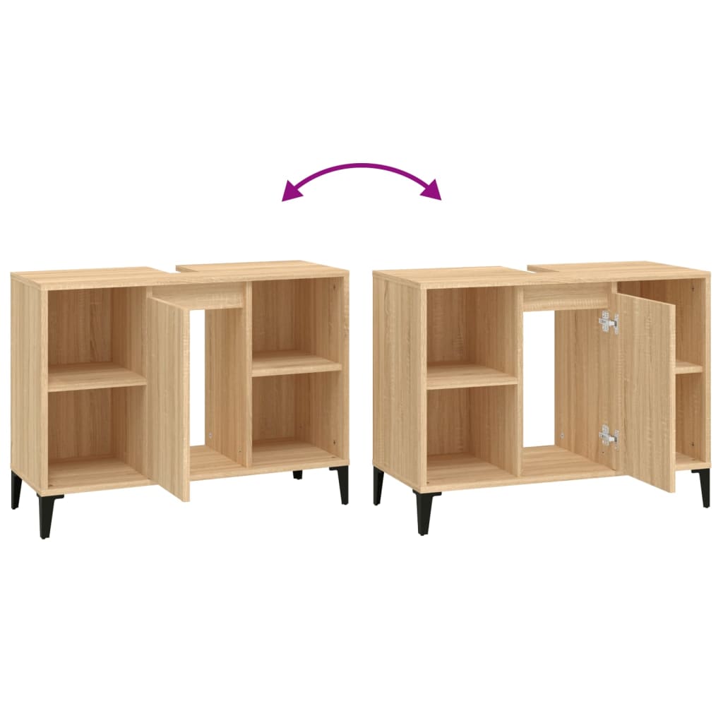 vidaXL Waschbeckenunterschrank Sonoma-Eiche 80x33x60 cm Holzwerkstoff