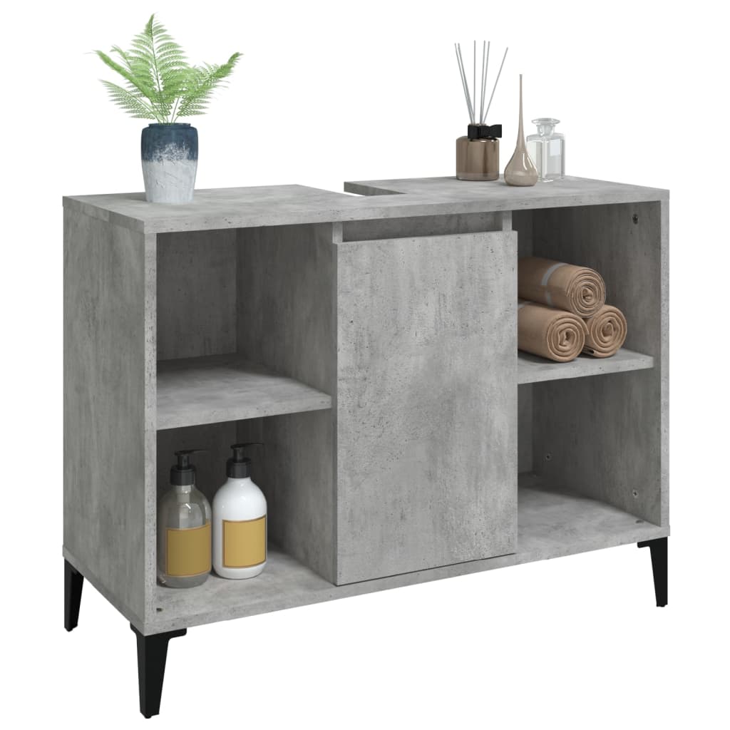 vidaXL Waschbeckenunterschrank Betongrau 80x33x60 cm Holzwerkstoff