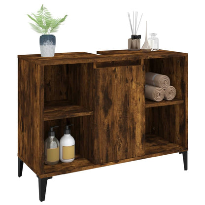 vidaXL Waschbeckenunterschrank Räuchereiche 80x33x60 cm Holzwerkstoff