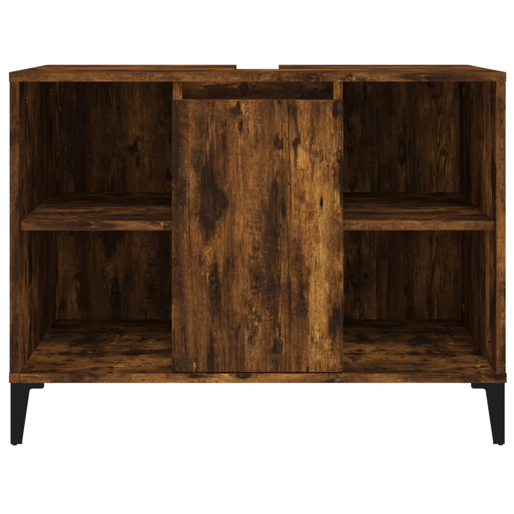 vidaXL Waschbeckenunterschrank Räuchereiche 80x33x60 cm Holzwerkstoff