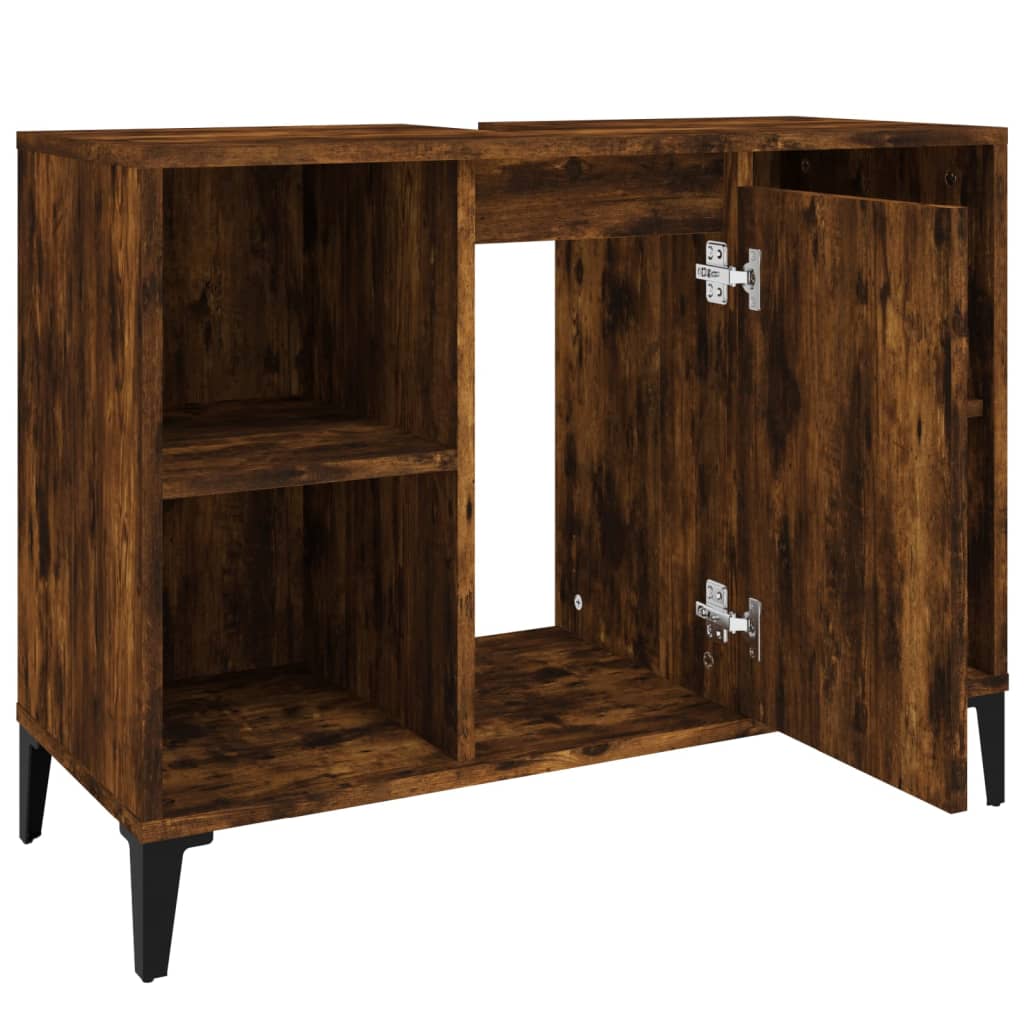vidaXL Waschbeckenunterschrank Räuchereiche 80x33x60 cm Holzwerkstoff