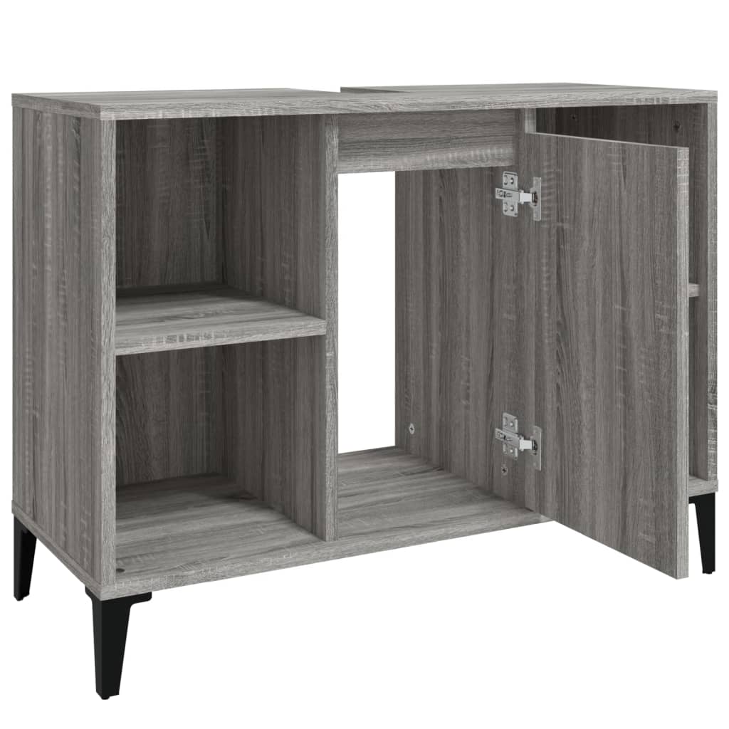 vidaXL Waschbeckenunterschrank Grau Sonoma 80x33x60 cm Holzwerkstoff