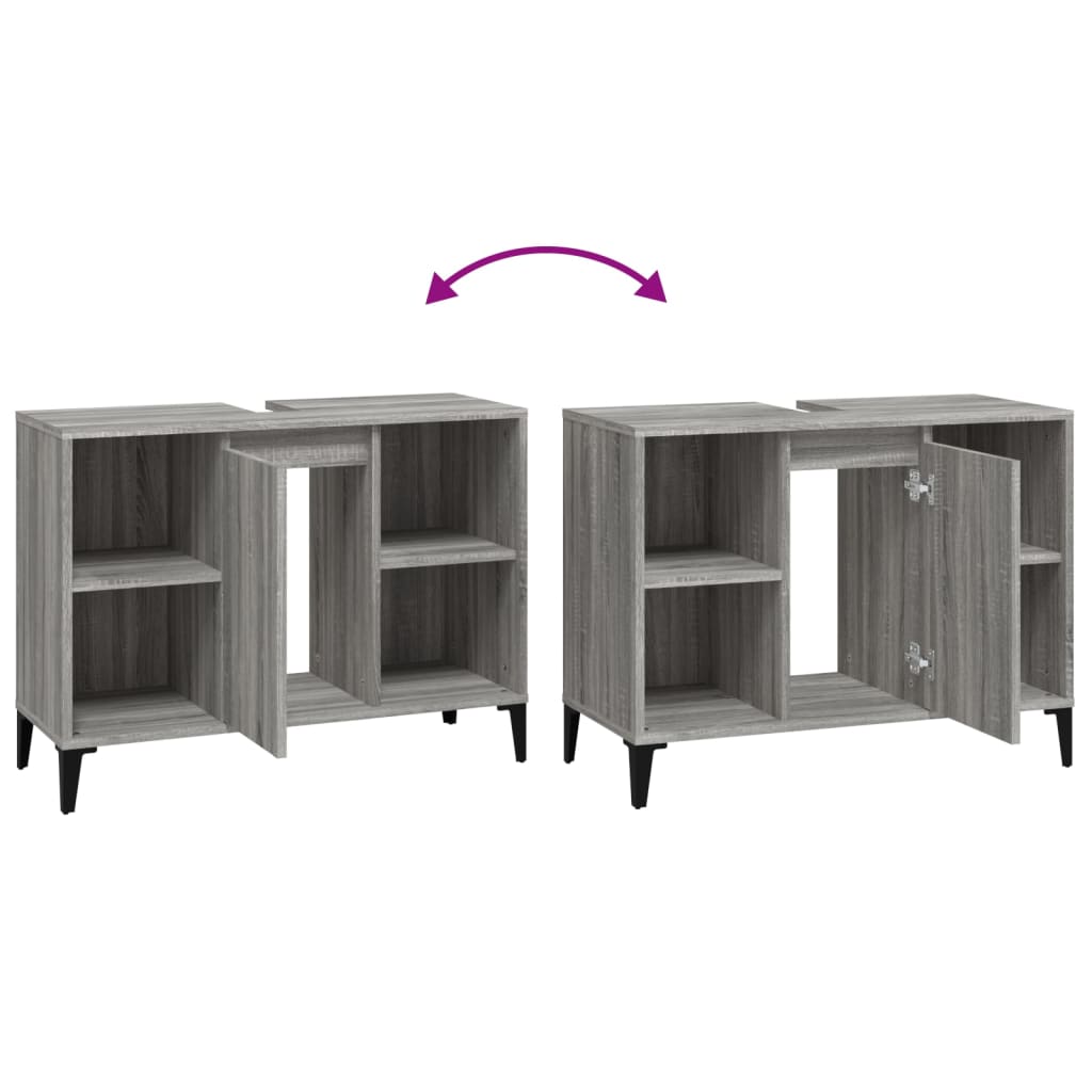 vidaXL Waschbeckenunterschrank Grau Sonoma 80x33x60 cm Holzwerkstoff