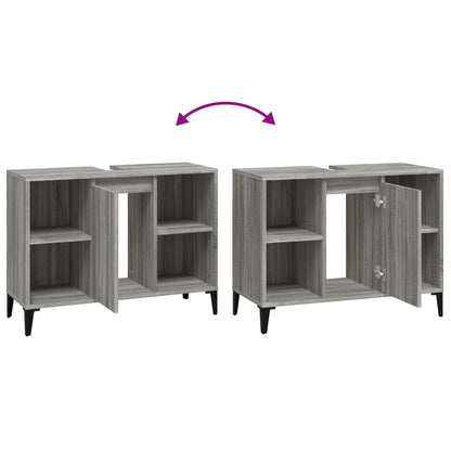 vidaXL Waschbeckenunterschrank Grau Sonoma 80x33x60 cm Holzwerkstoff
