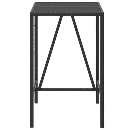 vidaXL Bartisch mit Glasplatte Schwarz 70x70x110 cm Poly Rattan