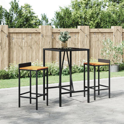 vidaXL Bartisch mit Glasplatte Schwarz 70x70x110 cm Poly Rattan