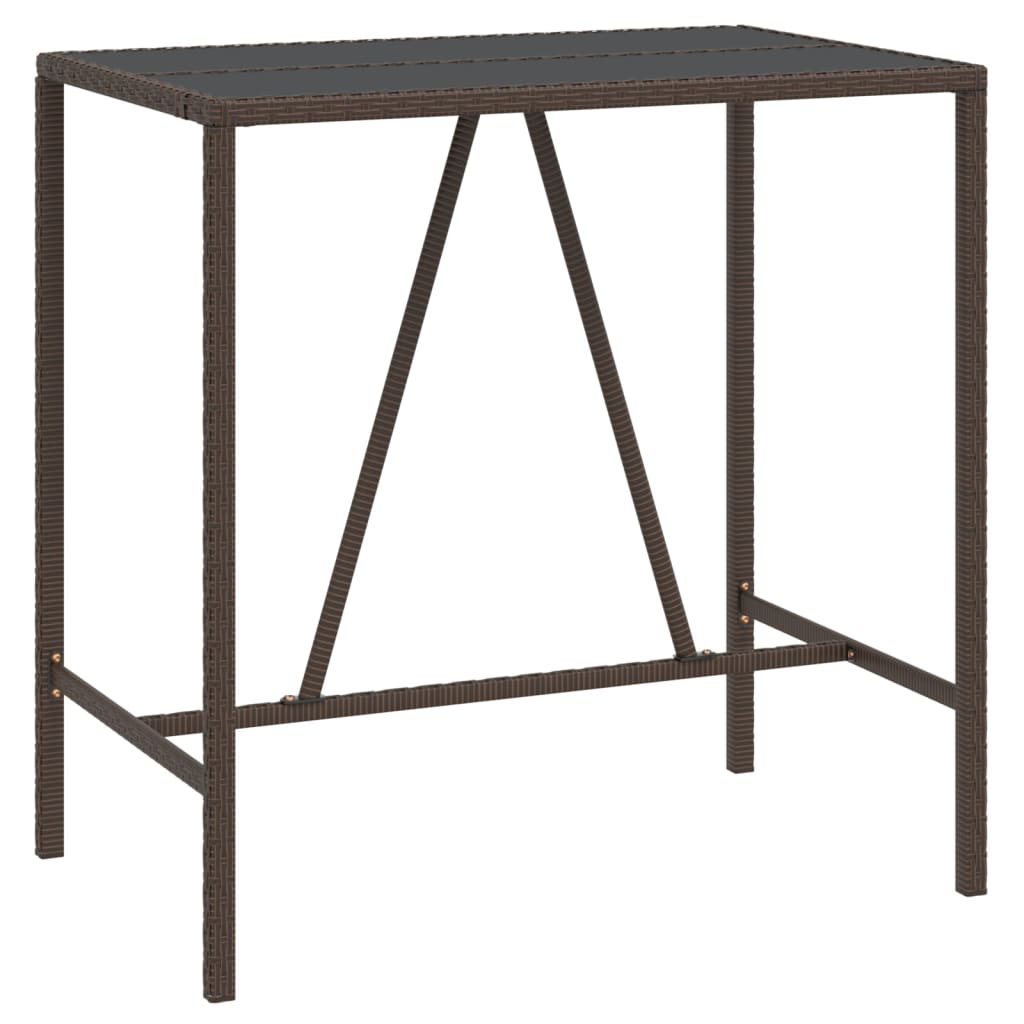 vidaXL Bartisch mit Glasplatte Braun 110x70x110 cm Poly Rattan