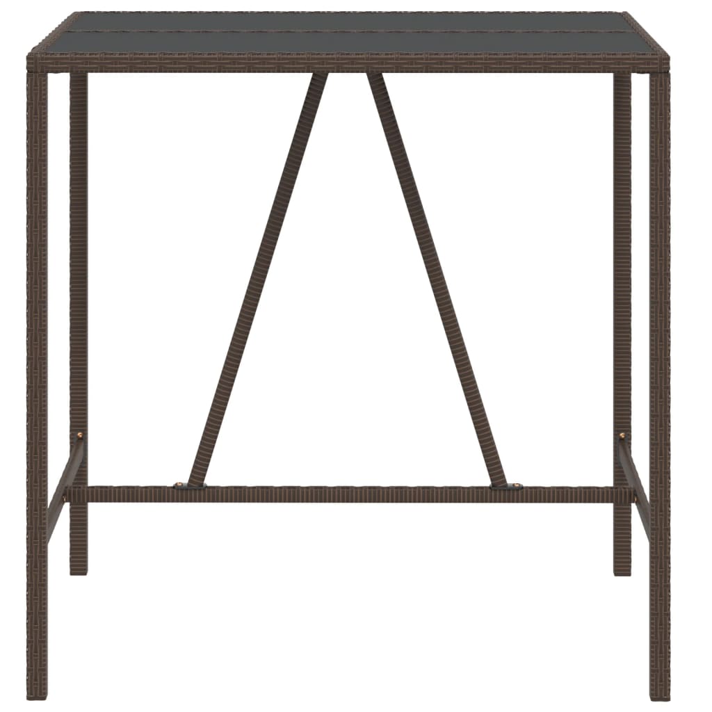 vidaXL Bartisch mit Glasplatte Braun 110x70x110 cm Poly Rattan