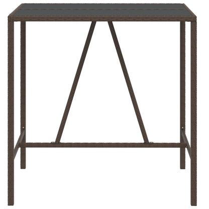vidaXL Bartisch mit Glasplatte Braun 110x70x110 cm Poly Rattan