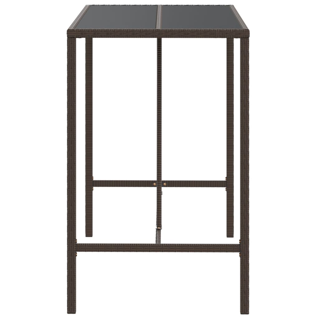 vidaXL Bartisch mit Glasplatte Braun 110x70x110 cm Poly Rattan