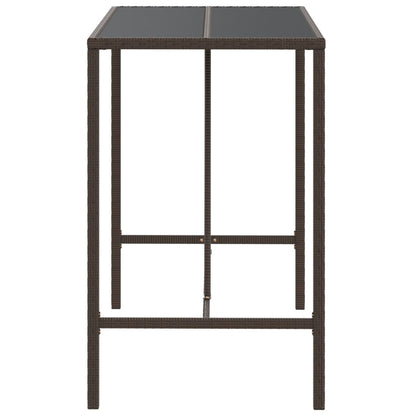 vidaXL Bartisch mit Glasplatte Braun 110x70x110 cm Poly Rattan