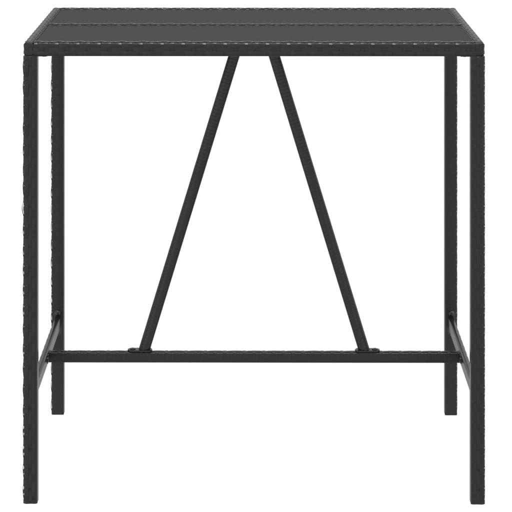 vidaXL Bartisch mit Glasplatte Schwarz 110x70x110 cm Poly Rattan