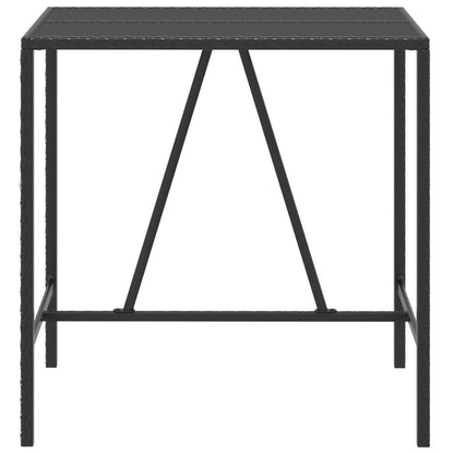 vidaXL Bartisch mit Glasplatte Schwarz 110x70x110 cm Poly Rattan