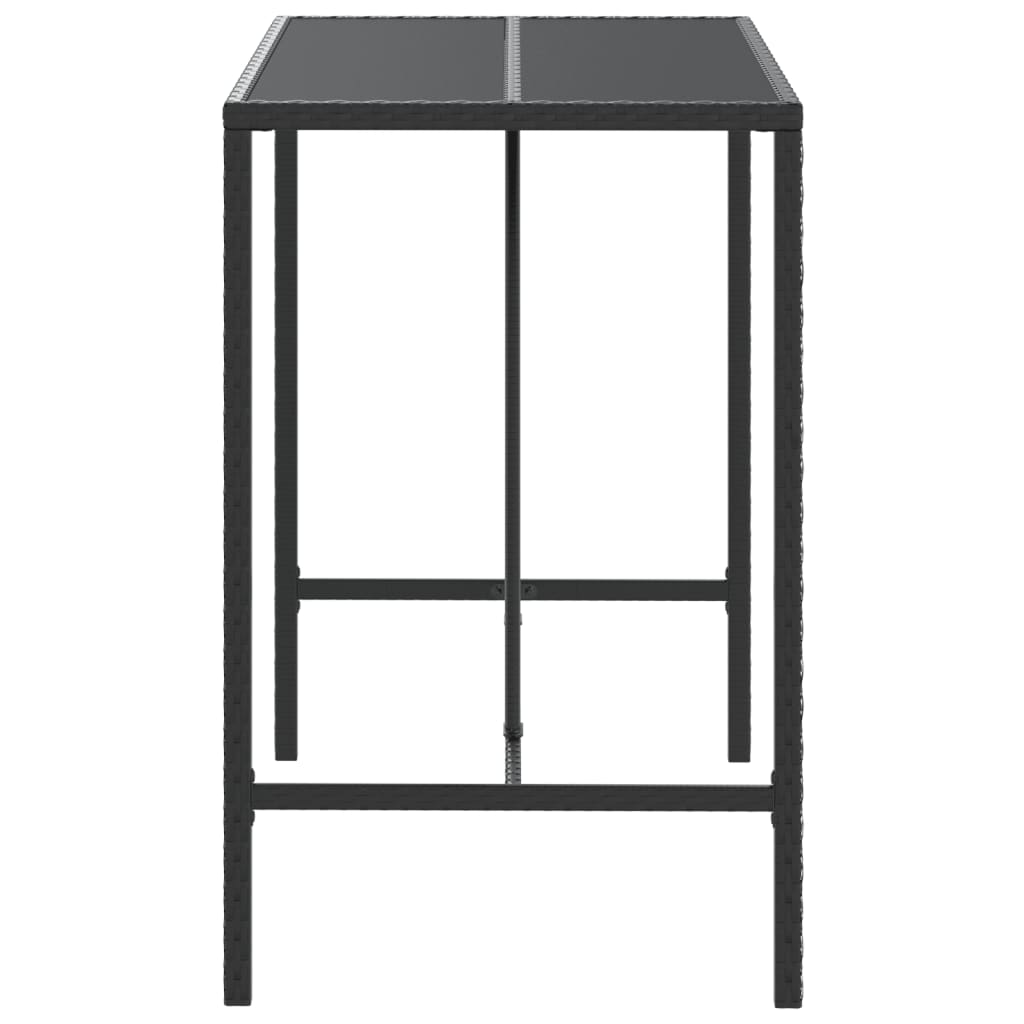 vidaXL Bartisch mit Glasplatte Schwarz 110x70x110 cm Poly Rattan