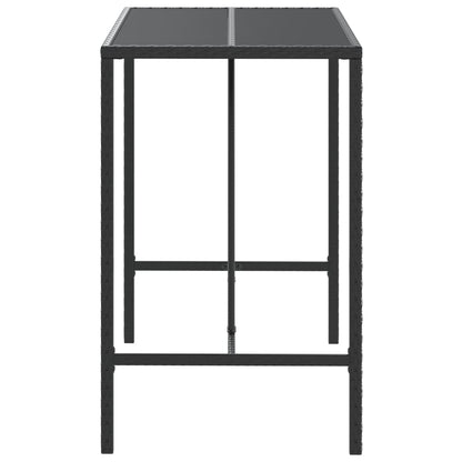 vidaXL Bartisch mit Glasplatte Schwarz 110x70x110 cm Poly Rattan