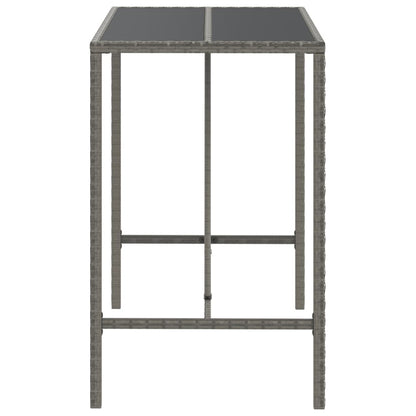 vidaXL Bartisch mit Glasplatte Grau 110x70x110 cm Poly Rattan