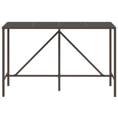 vidaXL Bartisch mit Glasplatte Braun 180x70x110 cm Poly Rattan