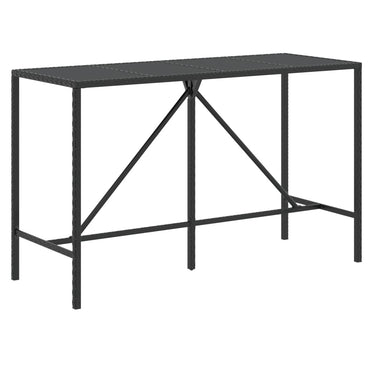 vidaXL Bartisch mit Glasplatte Schwarz 180x70x110 cm Poly Rattan