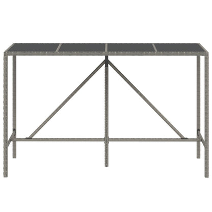 vidaXL Bartisch mit Glasplatte Grau 180x70x110 cm Poly Rattan
