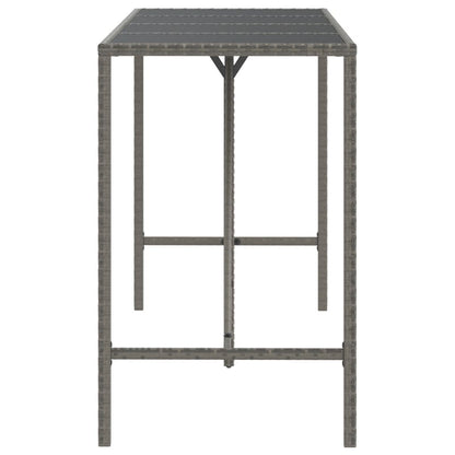 vidaXL Bartisch mit Glasplatte Grau 180x70x110 cm Poly Rattan