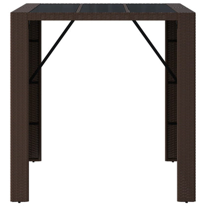 vidaXL Bartisch mit Glasplatte Braun 105x80x110 cm Poly Rattan
