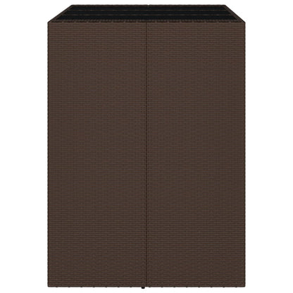 vidaXL Bartisch mit Glasplatte Braun 105x80x110 cm Poly Rattan