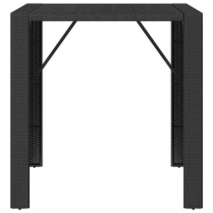 vidaXL Bartisch mit Glasplatte Schwarz 105x80x110 cm Poly Rattan