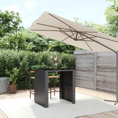 vidaXL Bartisch mit Glasplatte Schwarz 105x80x110 cm Poly Rattan