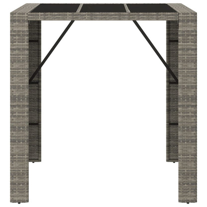 vidaXL Bartisch mit Glasplatte Grau 105x80x110 cm Poly Rattan