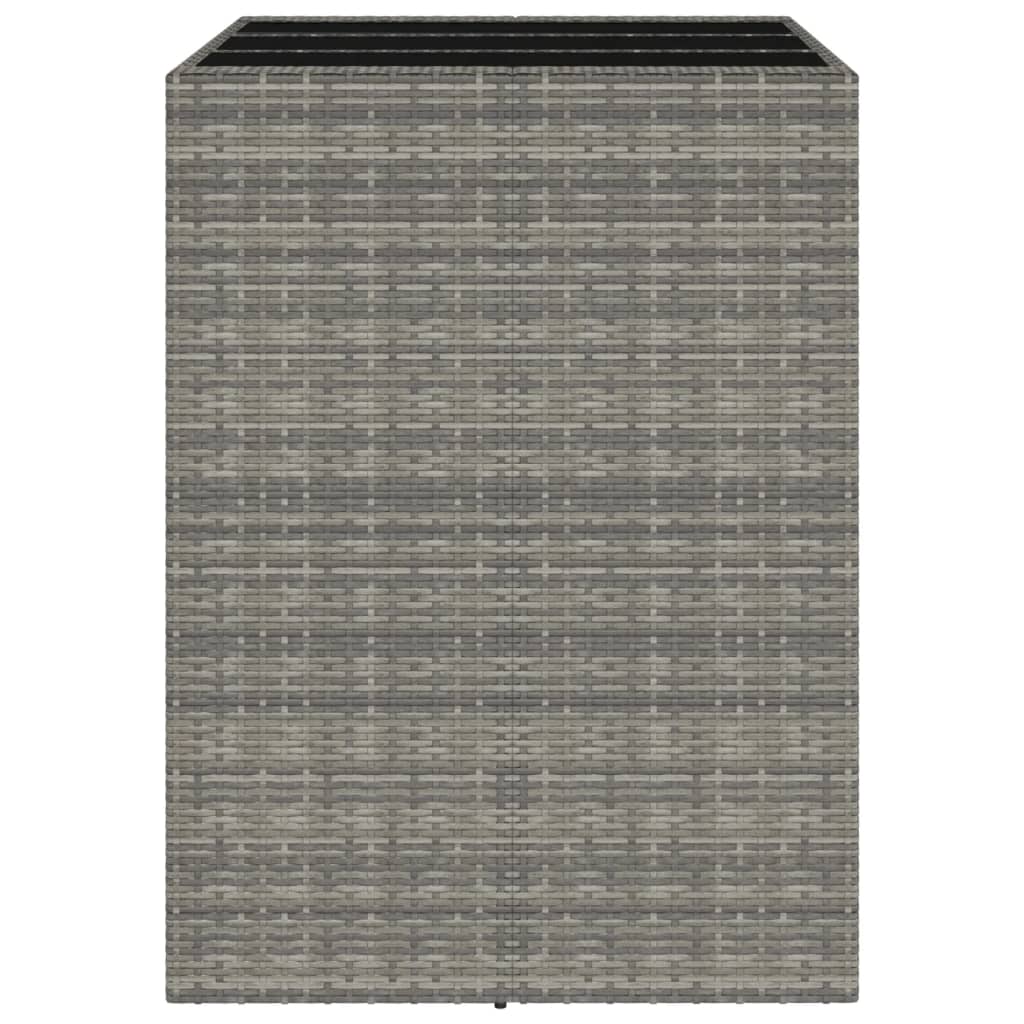 vidaXL Bartisch mit Glasplatte Grau 105x80x110 cm Poly Rattan
