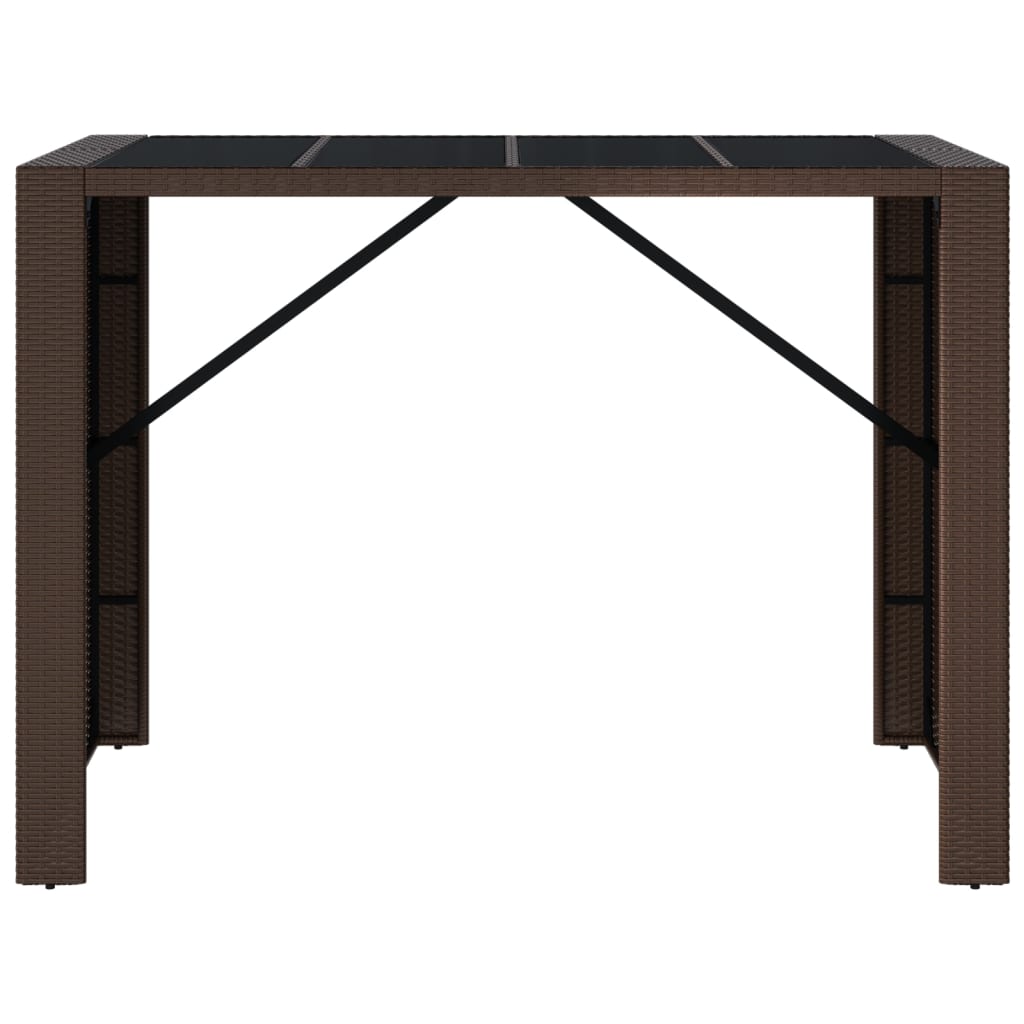 vidaXL Bartisch mit Glasplatte Braun 145x80x110 cm Poly Rattan
