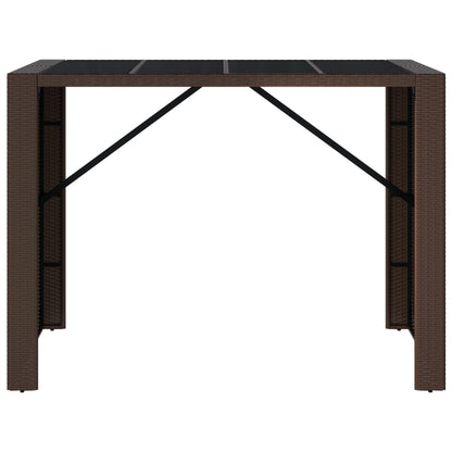 vidaXL Bartisch mit Glasplatte Braun 145x80x110 cm Poly Rattan