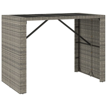 vidaXL Table de bar avec plateau en verre Gris 145x80x110 cm Résine tressée
