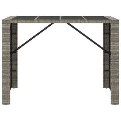 vidaXL Table de bar avec plateau en verre Gris 145x80x110 cm Résine tressée
