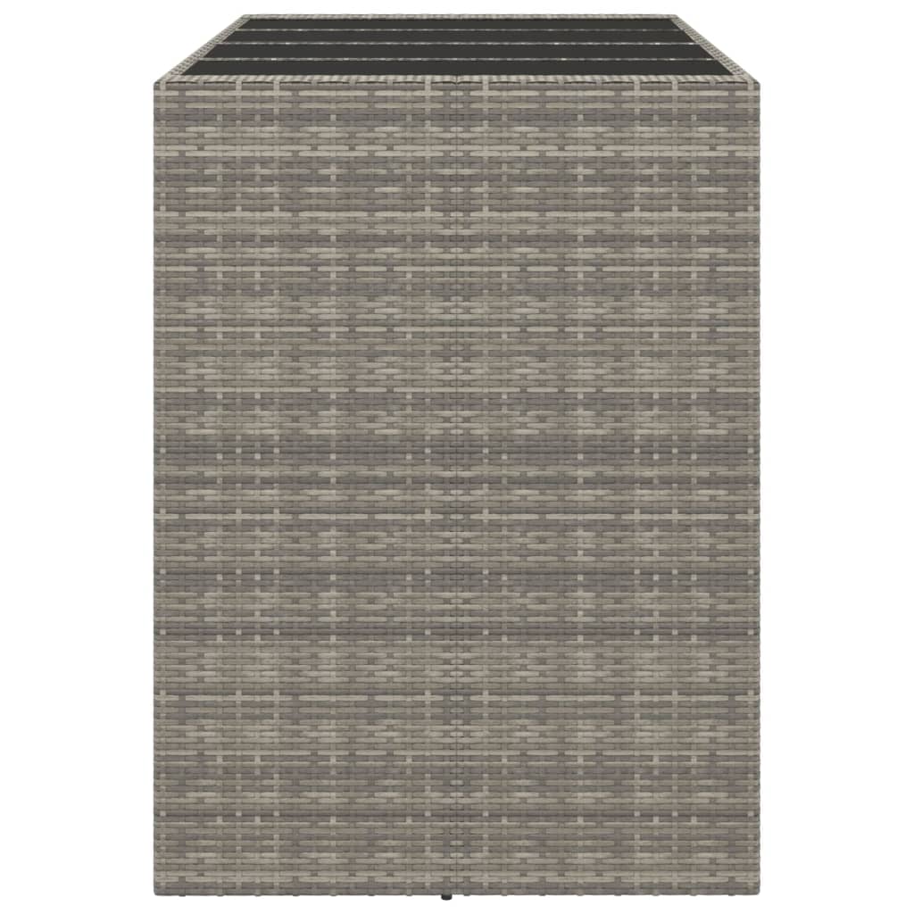 vidaXL Table de bar avec plateau en verre Gris 145x80x110 cm Résine tressée