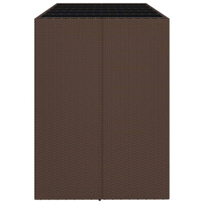 vidaXL Table de bar avec plateau en verre marron 185x80x110 cm en résine tressée