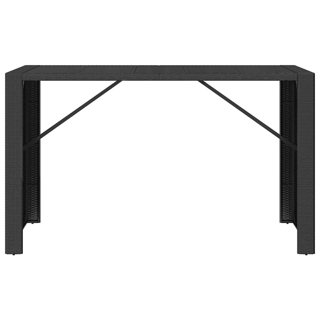 vidaXL Table de bar avec plateau en verre Noir 185x80x110 cm Résine tressée
