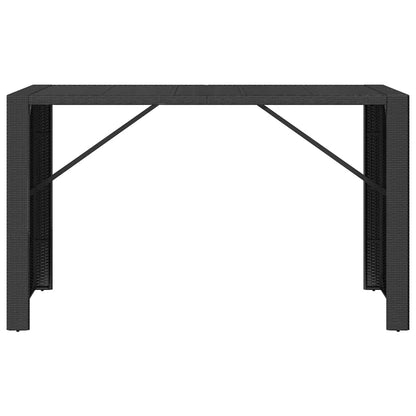 vidaXL Table de bar avec plateau en verre Noir 185x80x110 cm Résine tressée