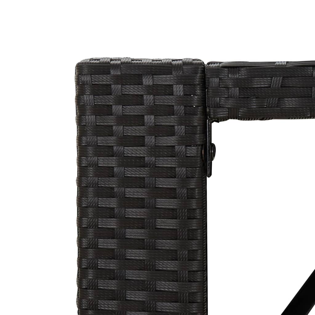 vidaXL Table de bar avec plateau en verre Noir 185x80x110 cm Résine tressée