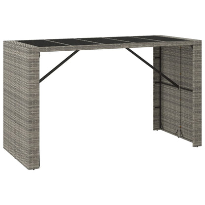 vidaXL Table de bar avec plateau en verre Gris 185x80x110 cm Résine tressée