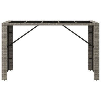 vidaXL Table de bar avec plateau en verre Gris 185x80x110 cm Résine tressée
