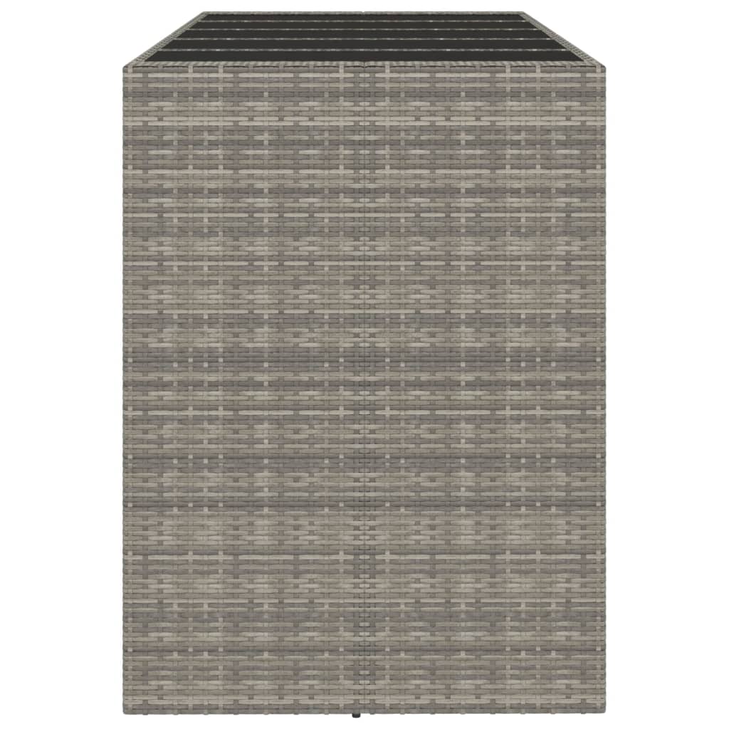 vidaXL Table de bar avec plateau en verre Gris 185x80x110 cm Résine tressée