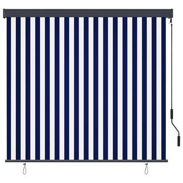 vidaXL Rollo Gestreift Blau und Weiß 180 x 250 cm Stoff und Aluminium