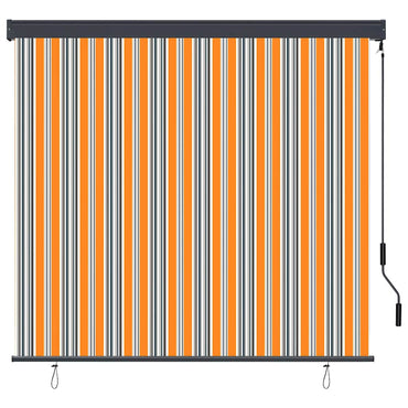 vidaXL Rollo Gestreift Gelb und Blau 180 x 250 cm Stoff und Aluminium