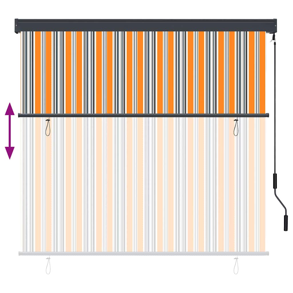 Rollo Gestreift Gelb und Blau 180 x 250 cm Stoff und Aluminium