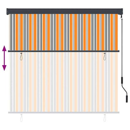 Rollo Gestreift Gelb und Blau 180 x 250 cm Stoff und Aluminium