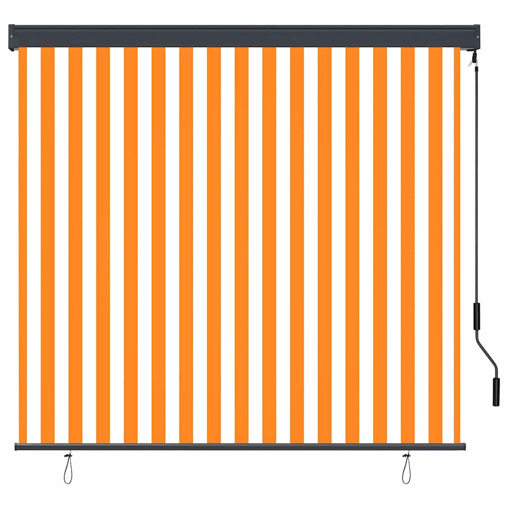 vidaXL Rollo Weiß und Orange 180 x 250 cm Stoff und Aluminium