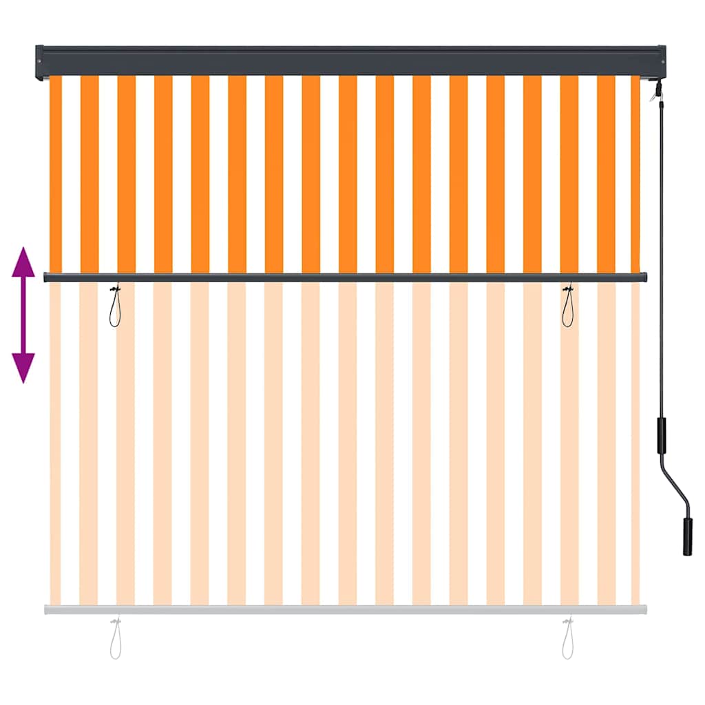 vidaXL Rollo Weiß und Orange 180 x 250 cm Stoff und Aluminium